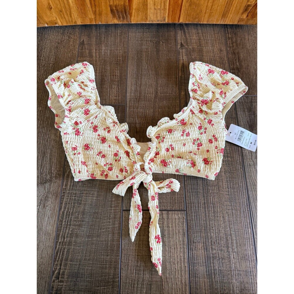 Windsor Sunset Floral Tie Front Bikini Top Sz. Medium NWT